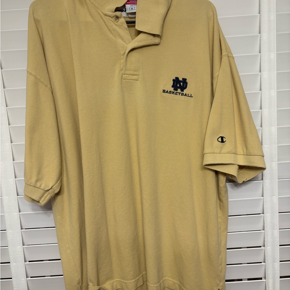 Champion Men's Yellow Notre Dame Basketball Polo Shirt